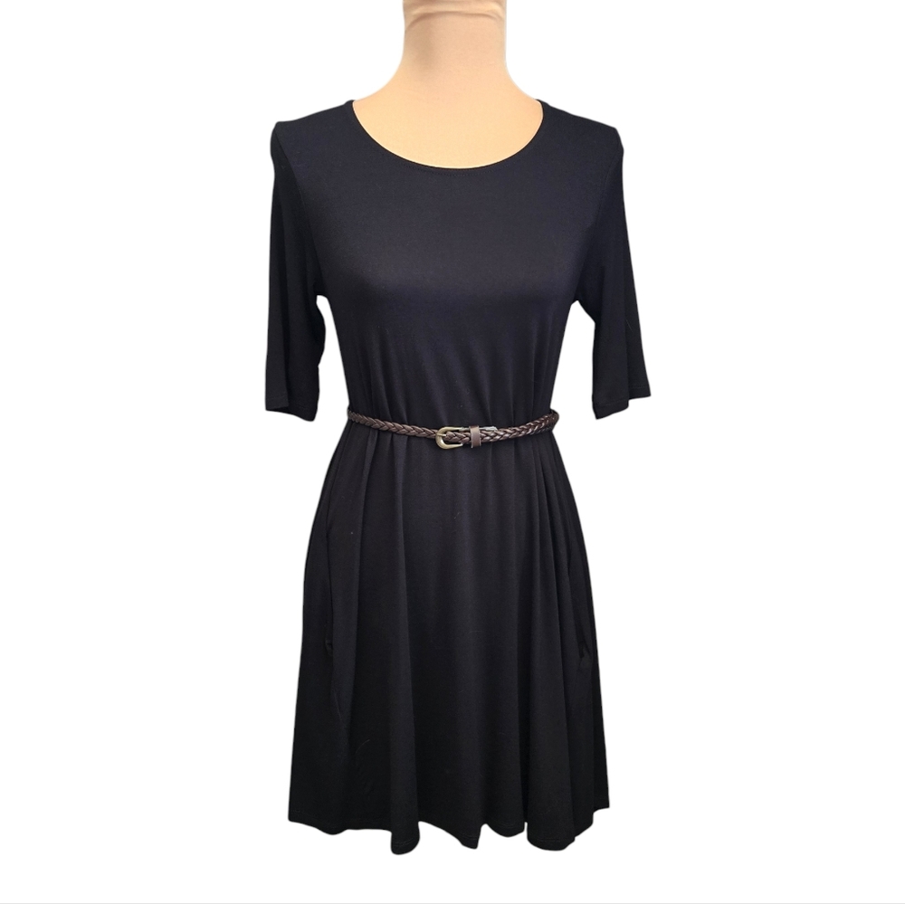 NWT Women's Philosophy Black Mini Dress Elbow Sleeve Length - xs